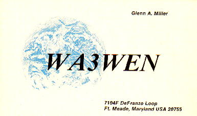 WA3WEN QSL card