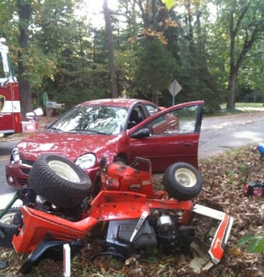 The mower operator was reportedly reading a book at the time of the incident.