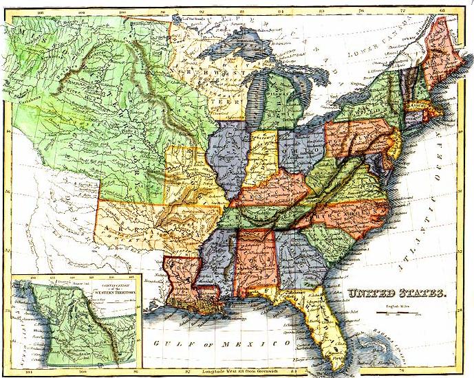 Map of US in 1832