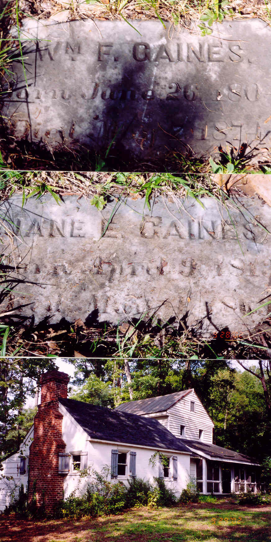 House at Gaines Mill and tombstones of William F. Gaines and Jane Spindle Gaines