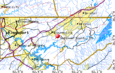 Map of Sullivan Co., TN