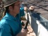 Kevin hems lap joint seams in rain gutter leaf guard grating clean out repair and maintenance service.