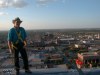 Kevin shows off the view from 300 feet above downtown Abilene, Texas.