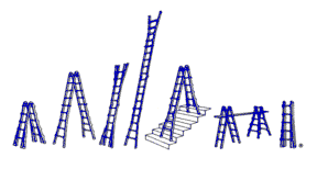 Little Giant Ladder Systems one ladder does it all.  Wing Enterprises.  Highly versatile, adjustable, a-frame, step ladder, extension ladder, MXZ, Little Jumbo Safety Step, telescoping, planks, walkboards, work, platform, leg leveler, wall stand off, aluminum, fiberglass, lighting, gymnasium, staging, ladders
