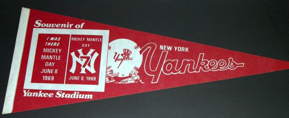MICKEY MANTLE DAY 1969 NY YANKEES Vintage Felt Pennant