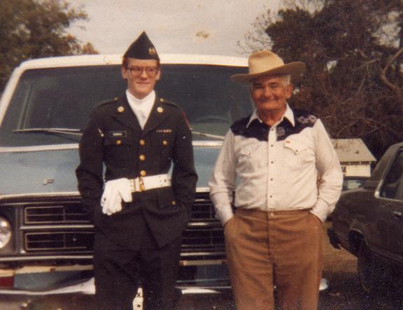 Justin in ROTC with his Grandpa