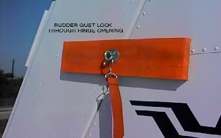 Gust lock on rudder