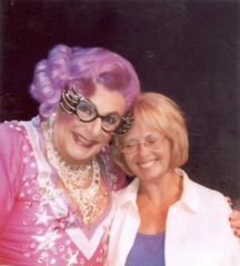 Carolyn Barbee on stage with Dame Edna