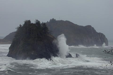 [Photo of Pewetole Island in a winter storm]