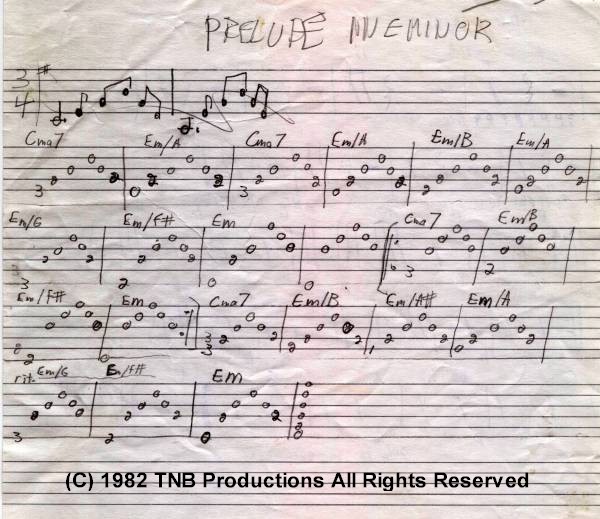 Prelude In E Minor Tab Staff